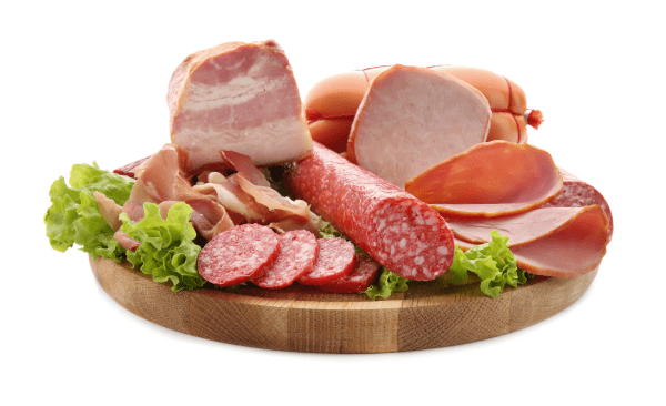 Fleischteller mit Schinken, Salami, Kochschinken und Würstchen